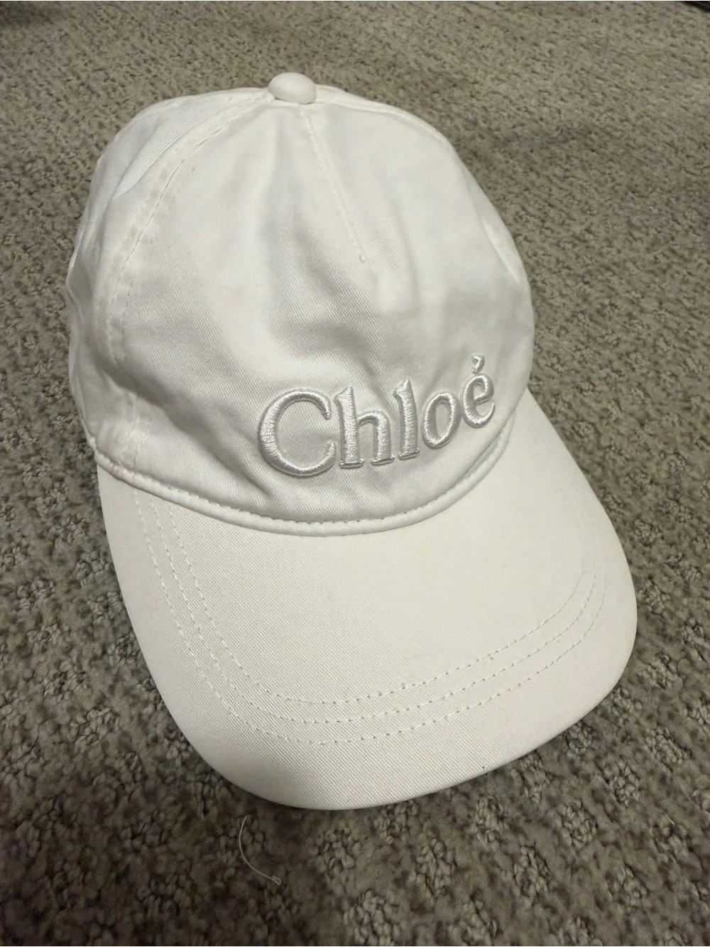 Chloé White Logo Baseball Cap with embroidered letters